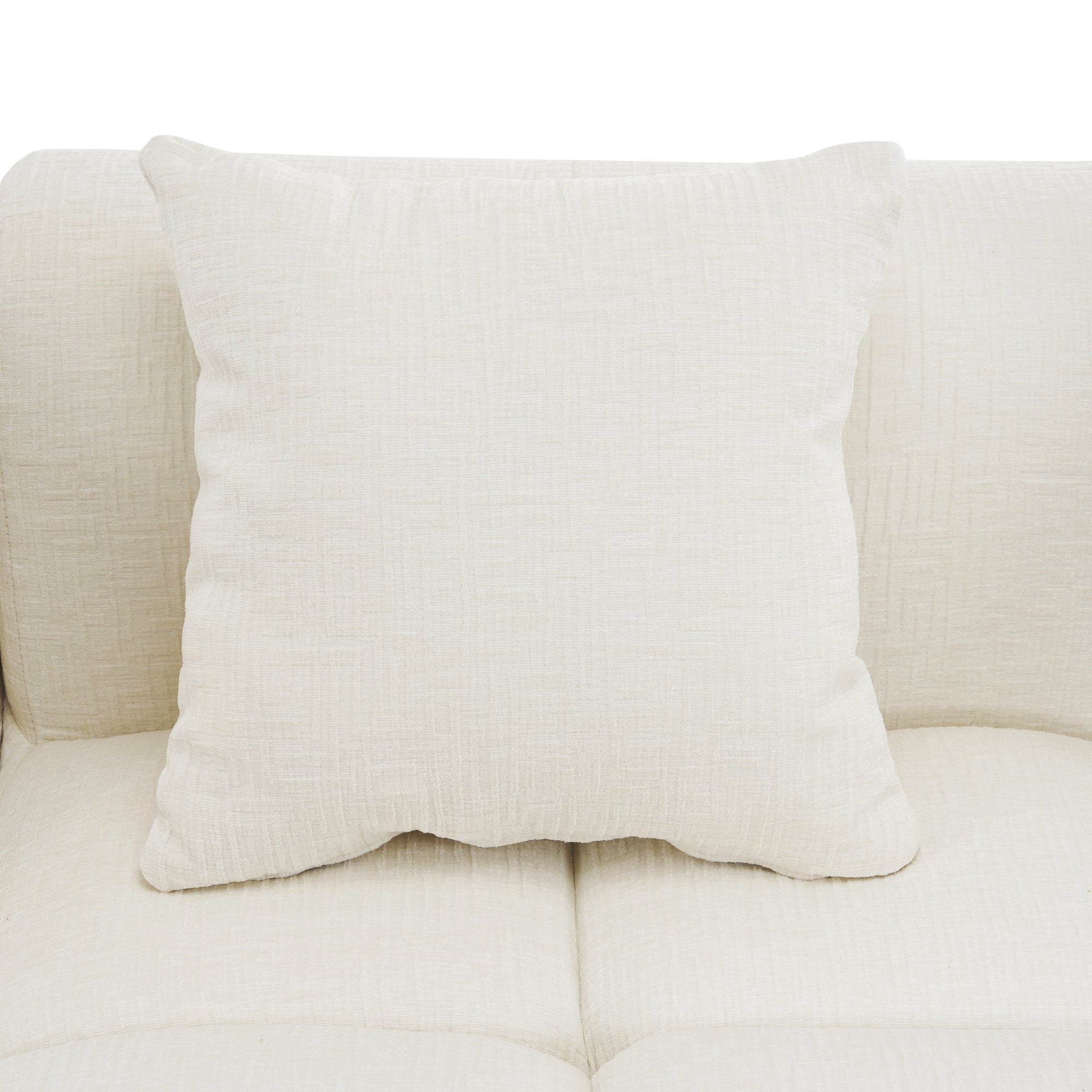 Modern Beige Modular Sectional Sofa with Deep Seating and Side Pockets, Chenille Upholstery, 101.2'