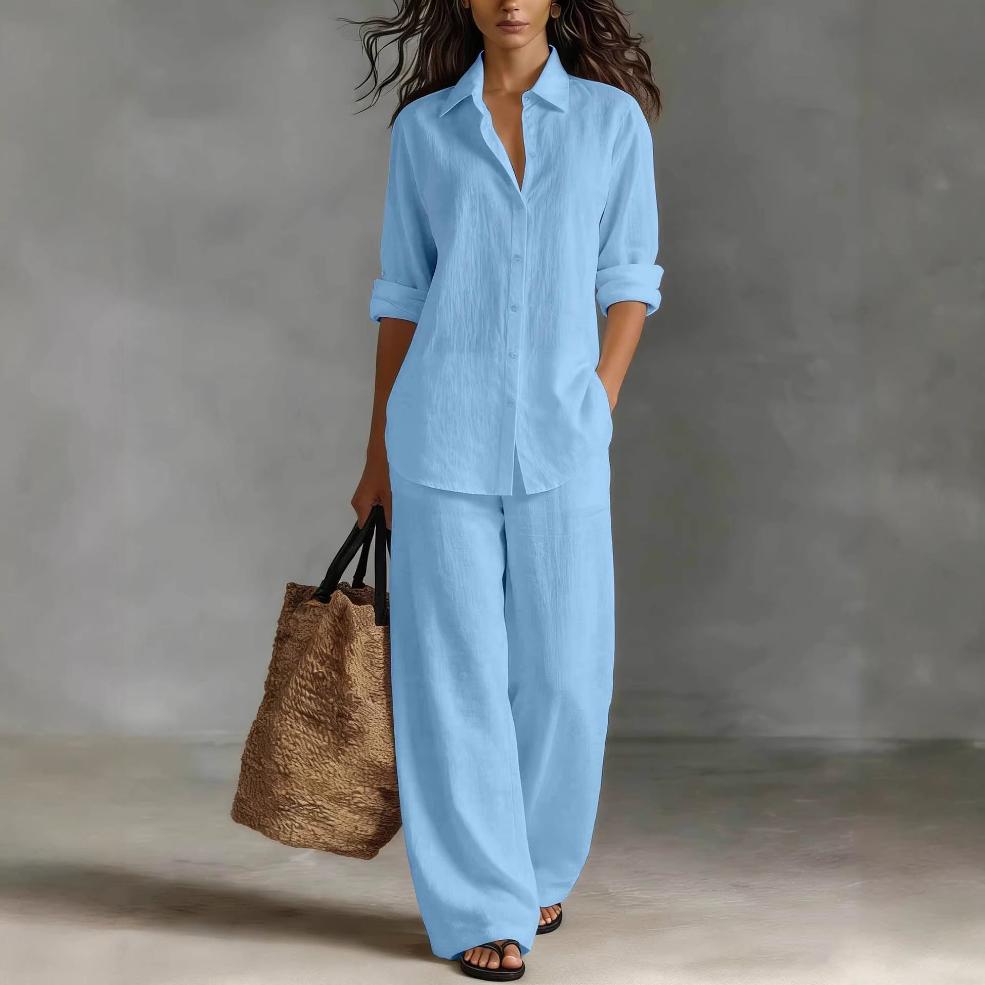 Women's Bohemian Cotton-Linen Top & Pants Set – Resort Lounge Co-ord
