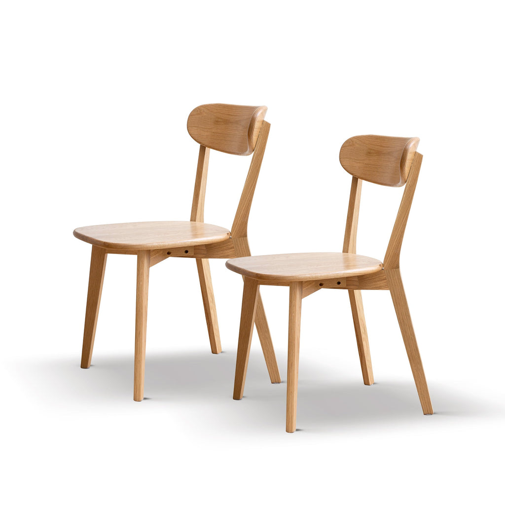 Natural Oak Dining Chair Set of 2 - Solid Wood, FAS Grade, 46.5 * 54 * 80cm