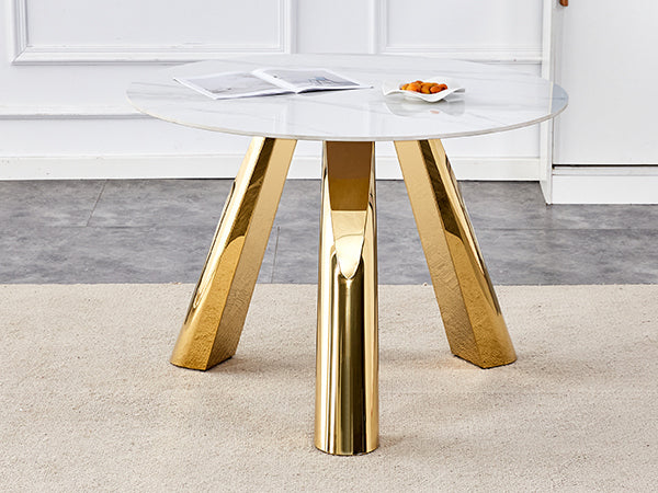 42' Luxury Sintered Stone Table: 0.45' Durable Top + 6' Steel Legs, 500lb Capacity, Stain/Heat-Resistant White/Gray Veined Surface - Modern Minimalist Design