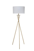 64.5' Tall 'Ester' Mid-Century Metal Floor Lamp, Hourglass Design, Matte Gold