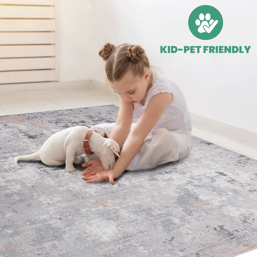 NAAR MARFI Collection 2X8 Grey / Multi / Abstract Runner Rug