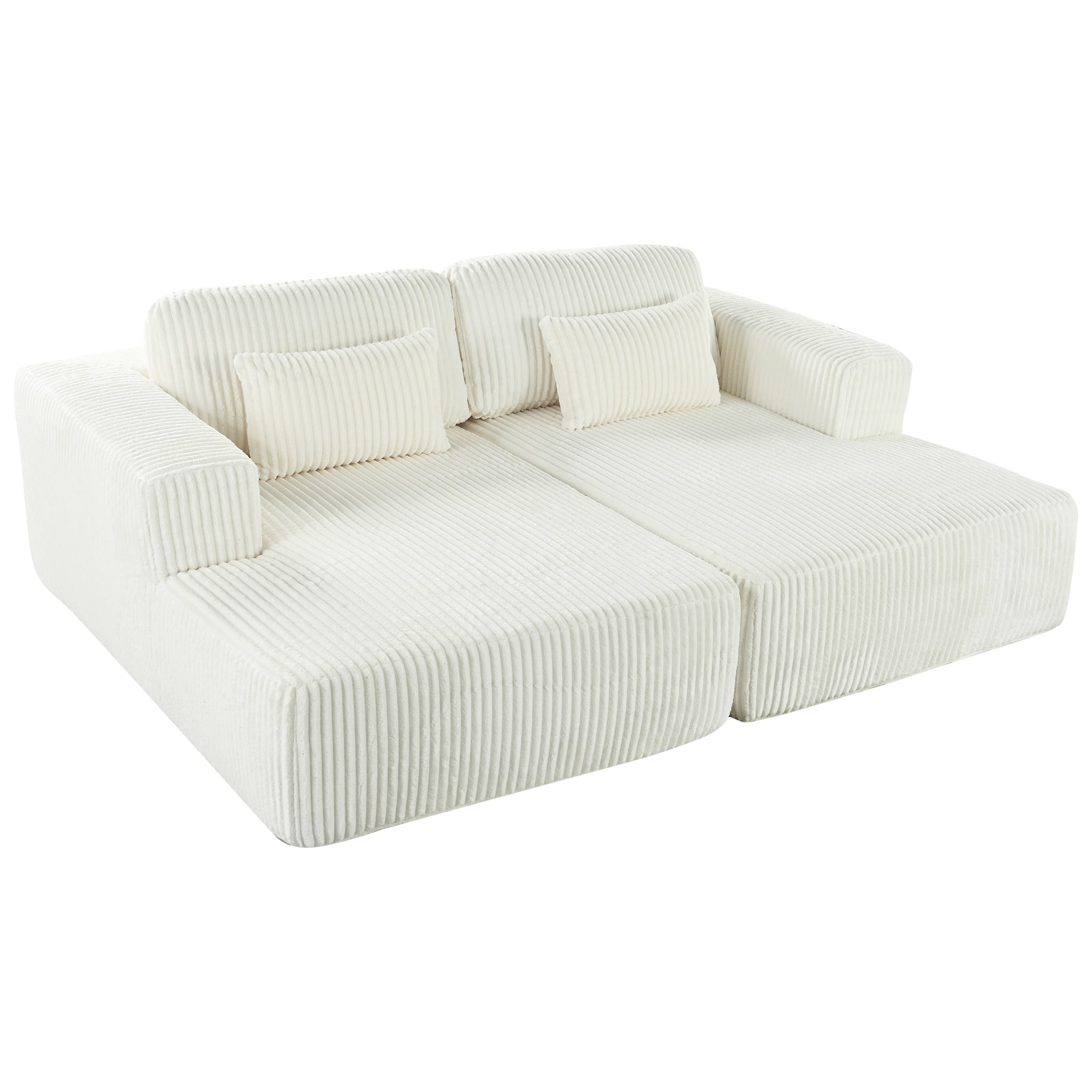 U_Style Corduroy Double Sofa Bed with 2 Pillows, Perfect for Living Rooms, Apartments, Offices