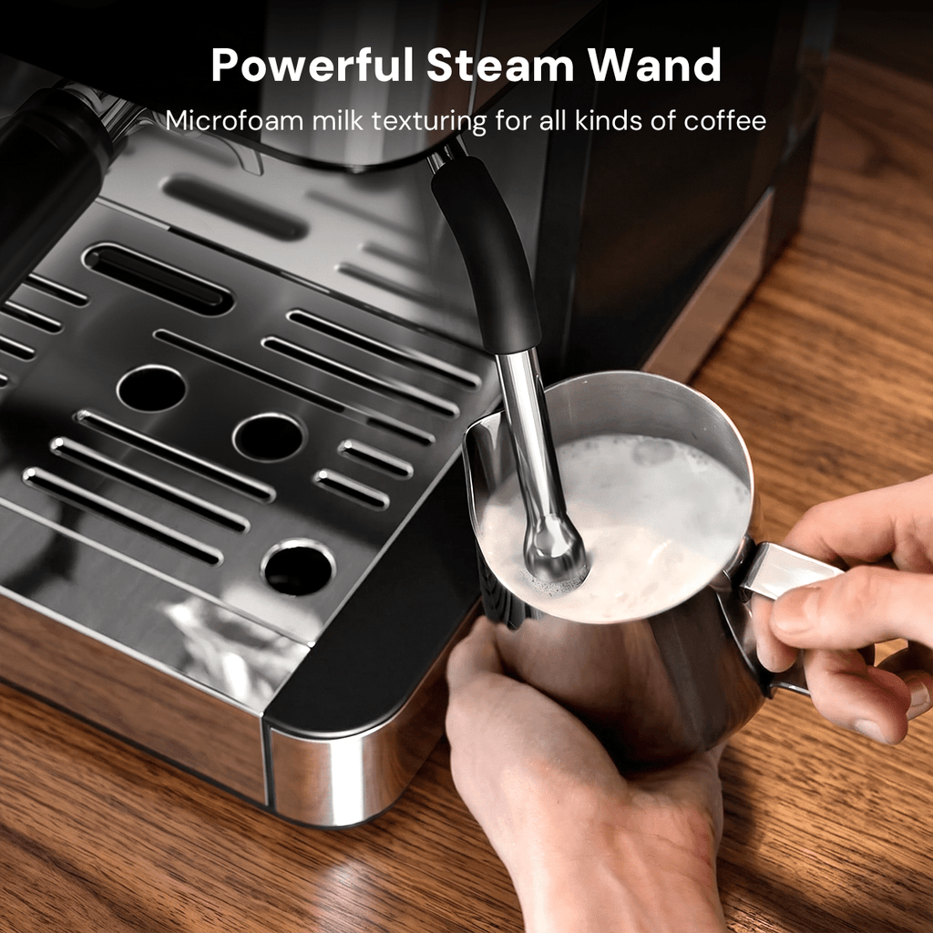 Kismile Espresso Machine, Semi-Automatic Coffee Maker with Bean Grinder and Milk Frother Steam Wand