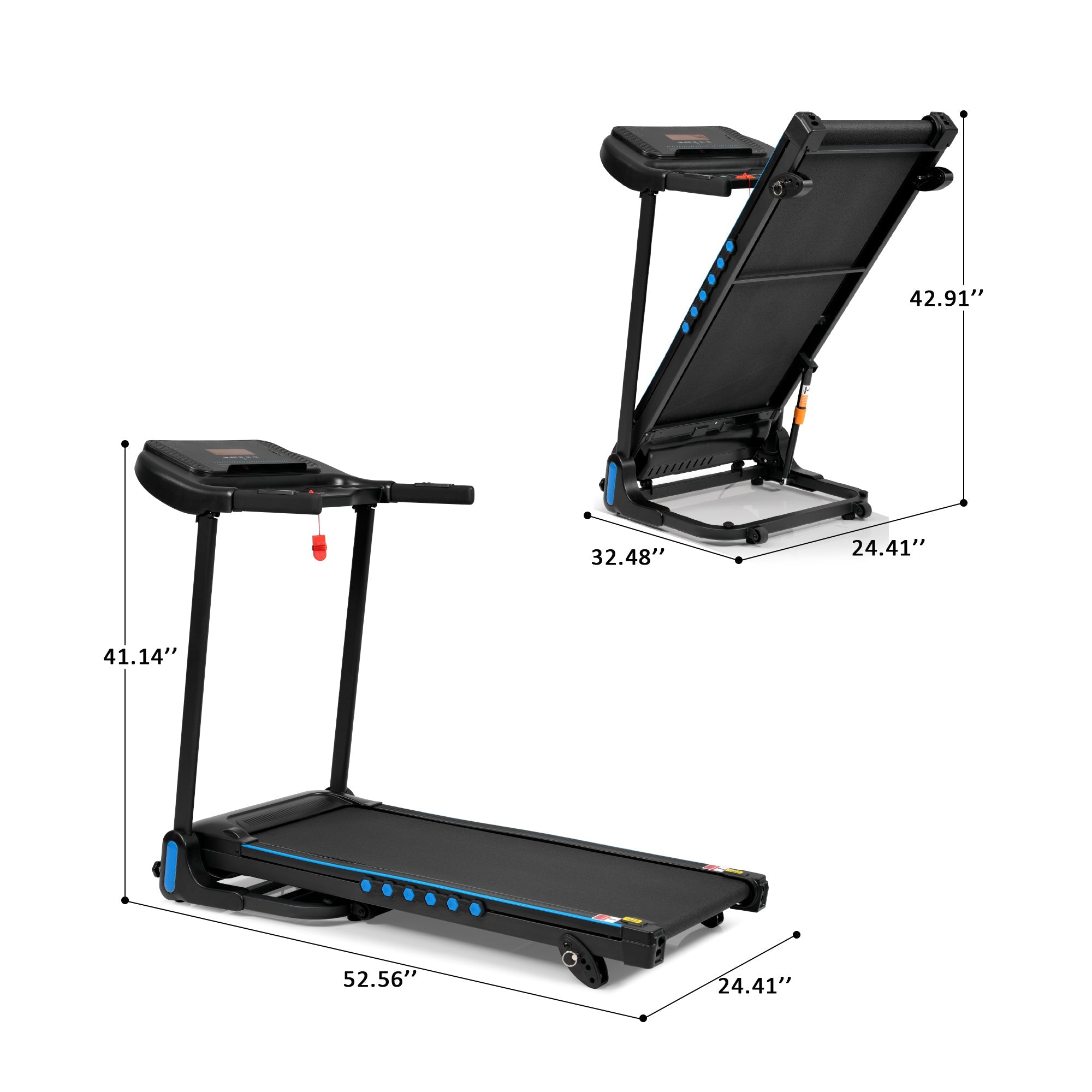 Incline Treadmill for Running & Walking, 3.0 HP Treadmills For Home 350 lbs Weight Capacity Hydraulic System Auto-Folding Treadmill with Type C & USB Charge For Android, 10MPH, Bluetooth Speaker