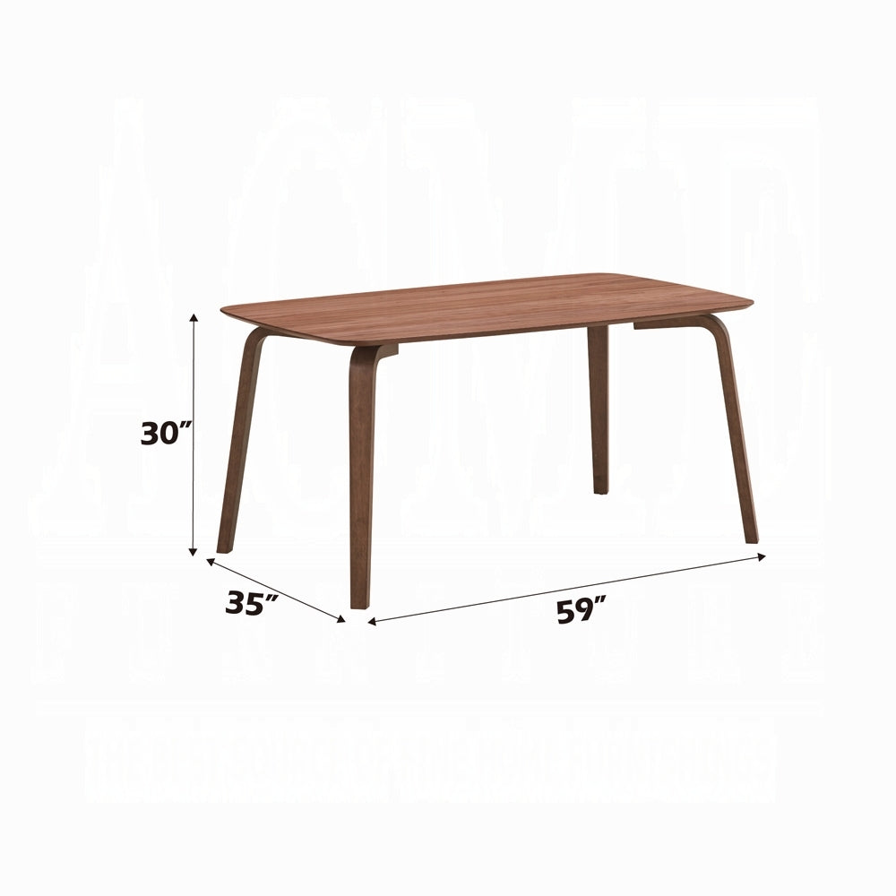 Walnut Finish Modern Contemporary Dining Table 1pc Curved Solid Wood Tapered Legs Wooden Furniture
