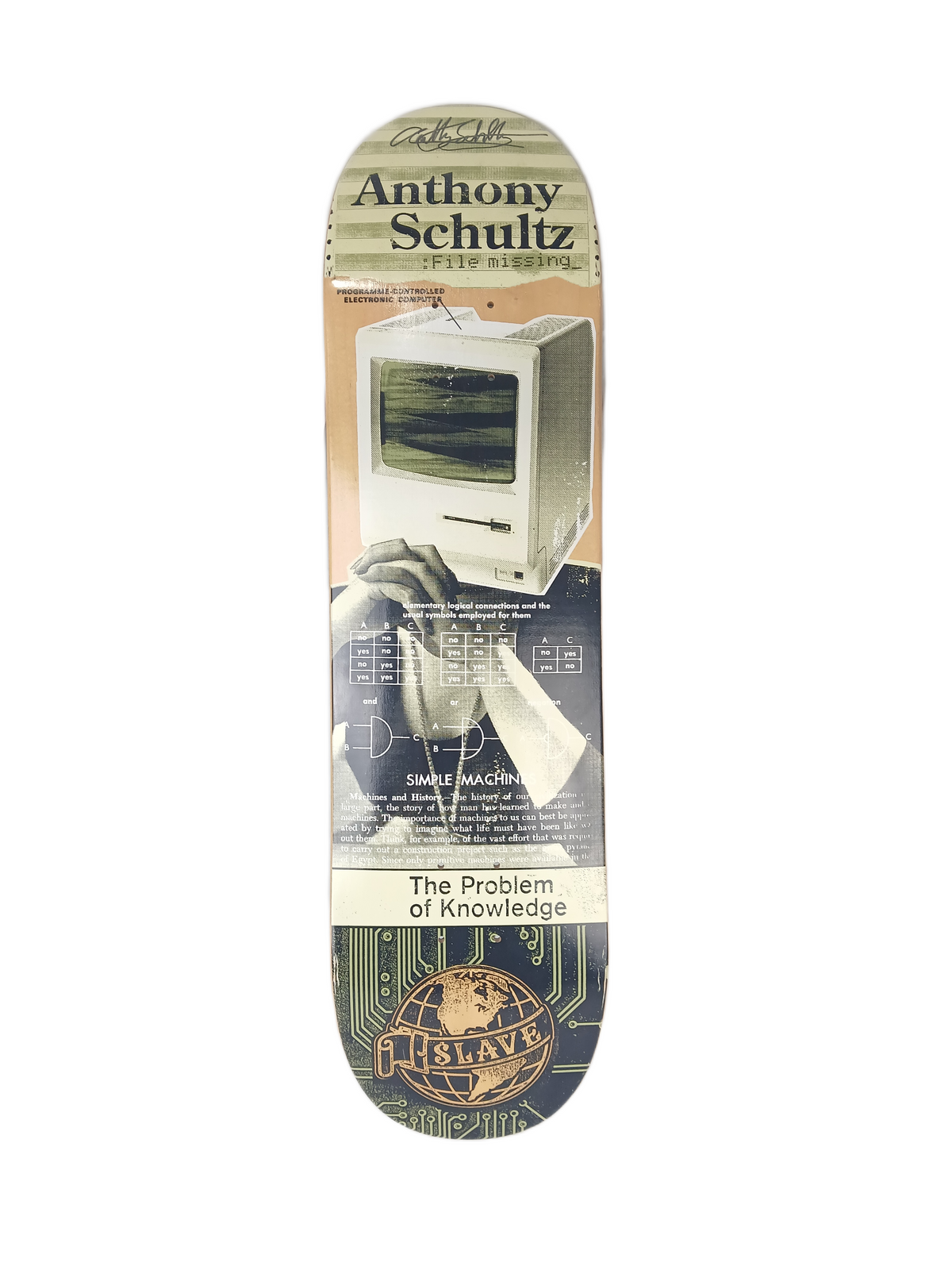 $lave Anthony Shultz Autographed File Missing Multi Size 8.25" Vintage NOS Deck