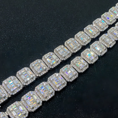 S925 Silver Rectangular Moissanite Cuban Link Chain – Sophisticated