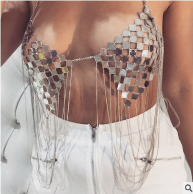 Hot Metal Bra Chain Tassel Body Chain
