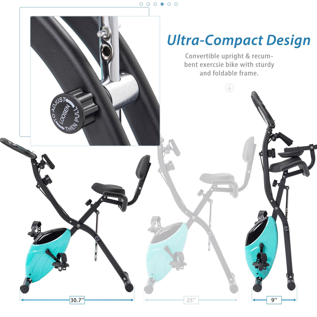 Exercise Bike,Workout Bikes for Home,Folding Stationary Bikes for Home with 16-Level Magnetic Resistance, 300LBS Capacity X-Bike Indoor Exercise Equipment with Heart Rate Sensor & LCD Monitor