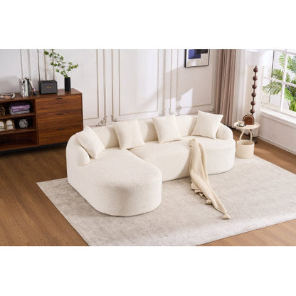 LuxeForm™ – Grey Compression Sofa with Chaise Lounge & 4 Pillows (US
