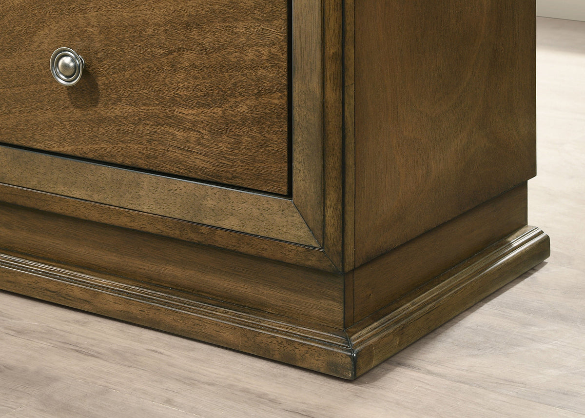 Walnut Color Transitional Style Twin Size Bed 2x Nightstands 3pc Set Bedroom Furniture Metal Knobs