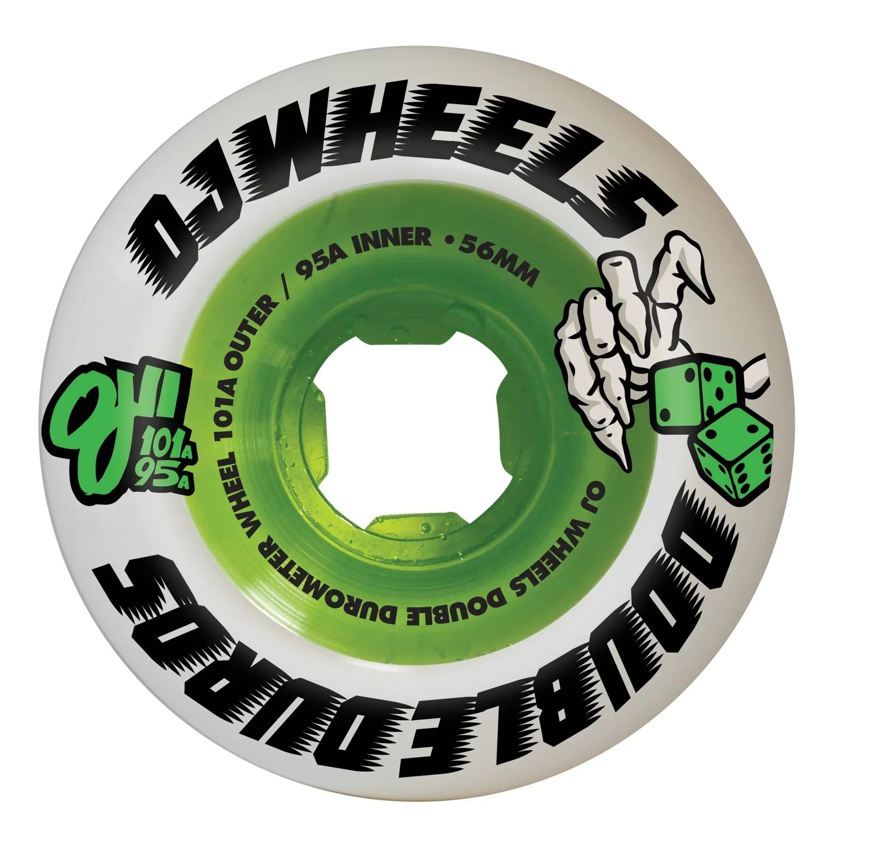 OJ Wheels Double Duro Mini Combo 56mm 101a/95a - White/Green (Set of 4)
