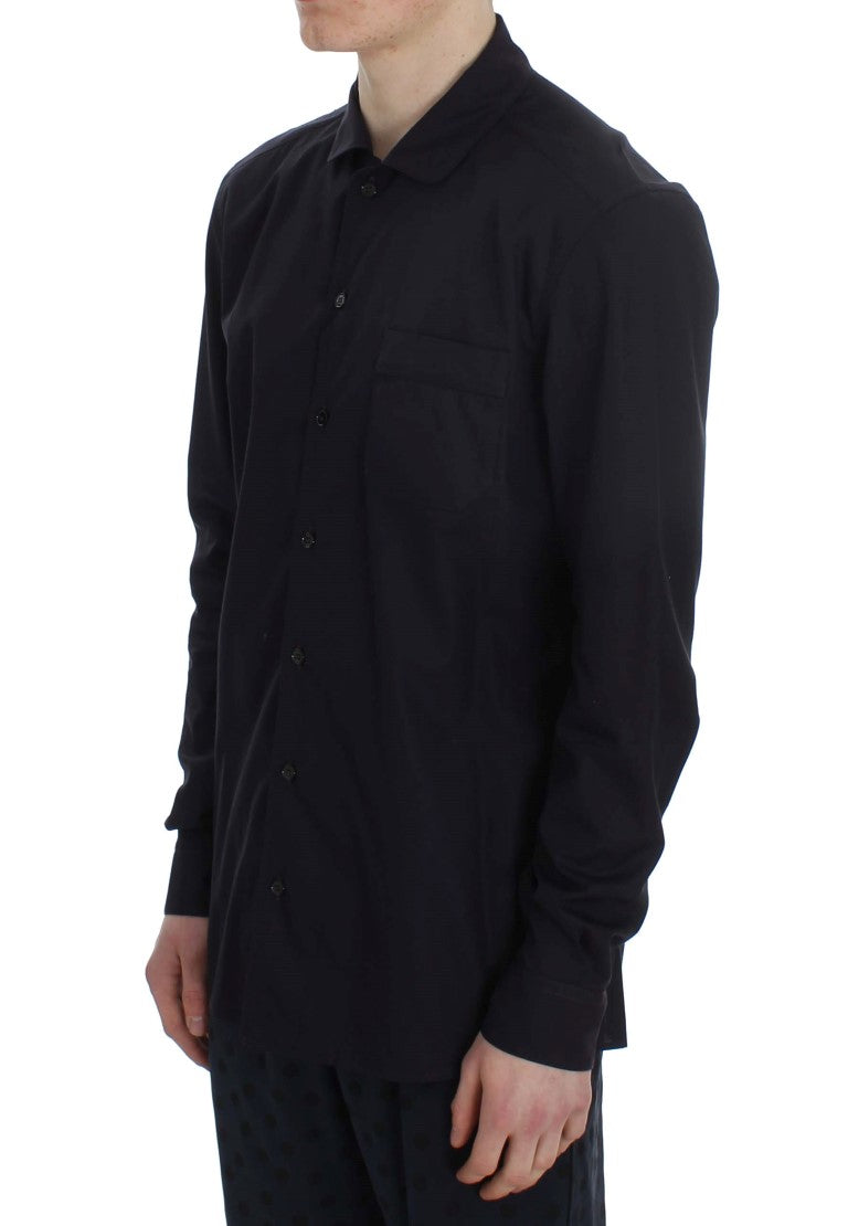 Dolce & Gabbana Purple Striped Cotton Pajama Lounge Shirt