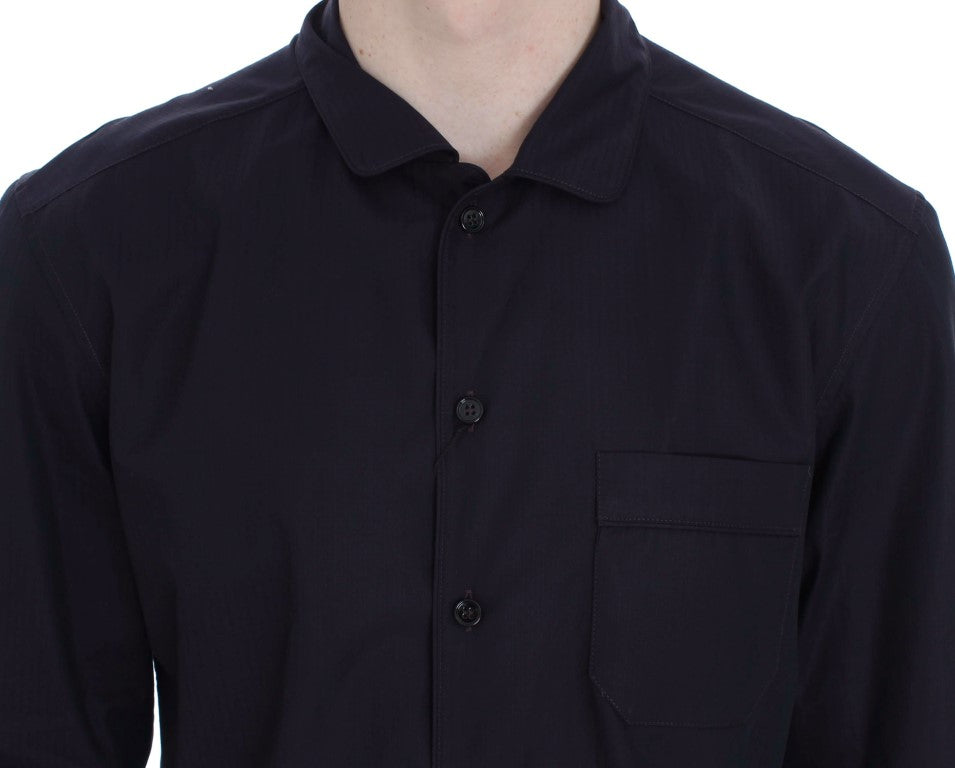 Dolce & Gabbana Purple Striped Cotton Pajama Lounge Shirt