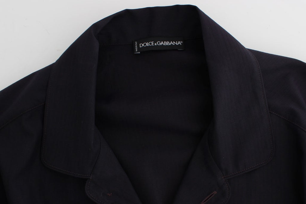 Dolce & Gabbana Purple Striped Cotton Pajama Lounge Shirt