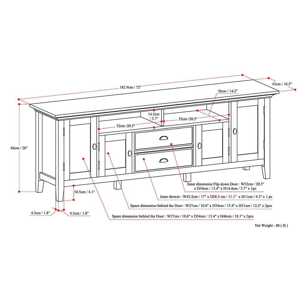 Redmond - 72' TV Media Stand - Light Golden Brown