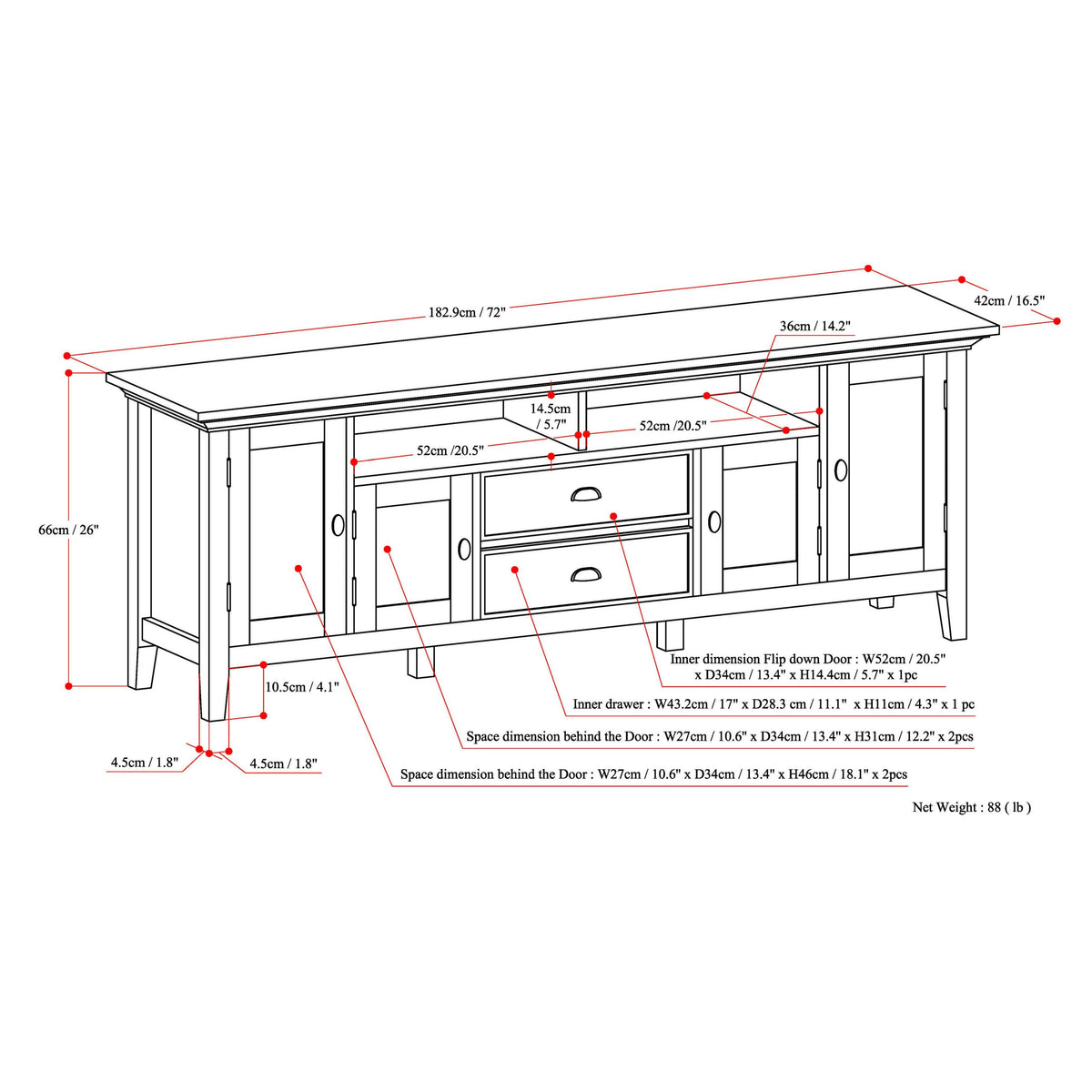 Redmond - 72' TV Media Stand - Light Golden Brown