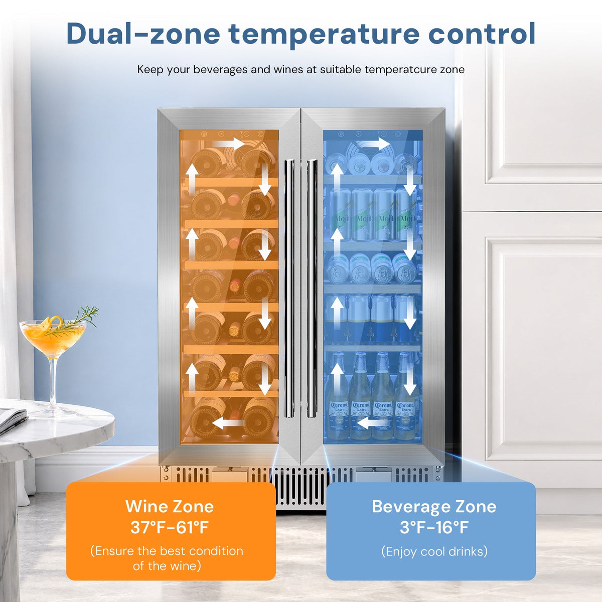 24 Inch Dual Zone Wine Fridges Cooler Beverage Refrigerator 58125RWC0