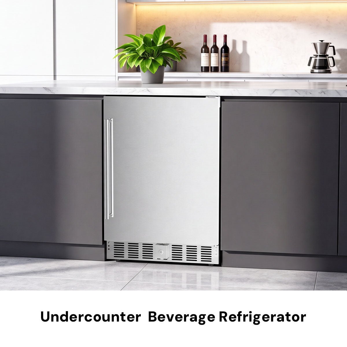 Kismile 24 Inch Built-In Double Drawer Refrigerator, 5.0 Cu.Ft Under Counter Beverage Fridge for Wine & Beer, Stainless Steel