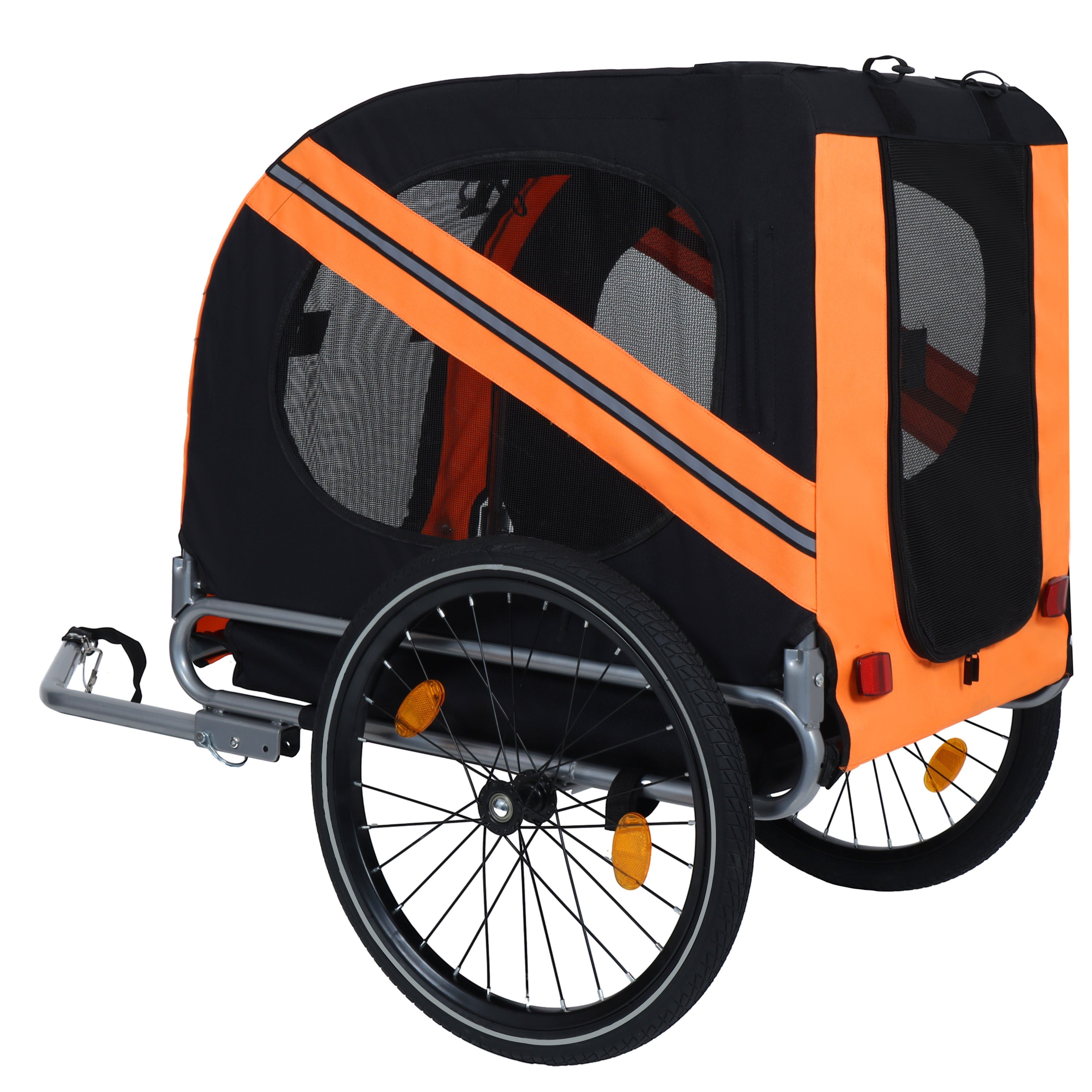 Large Folding Bike Trailer for Dogs – 66LB Capacity All-Terrain Pet Carrier, Durable Steel Frame for Cycling, Jogging, Camping & Outdoor Adventures, Black-Orange