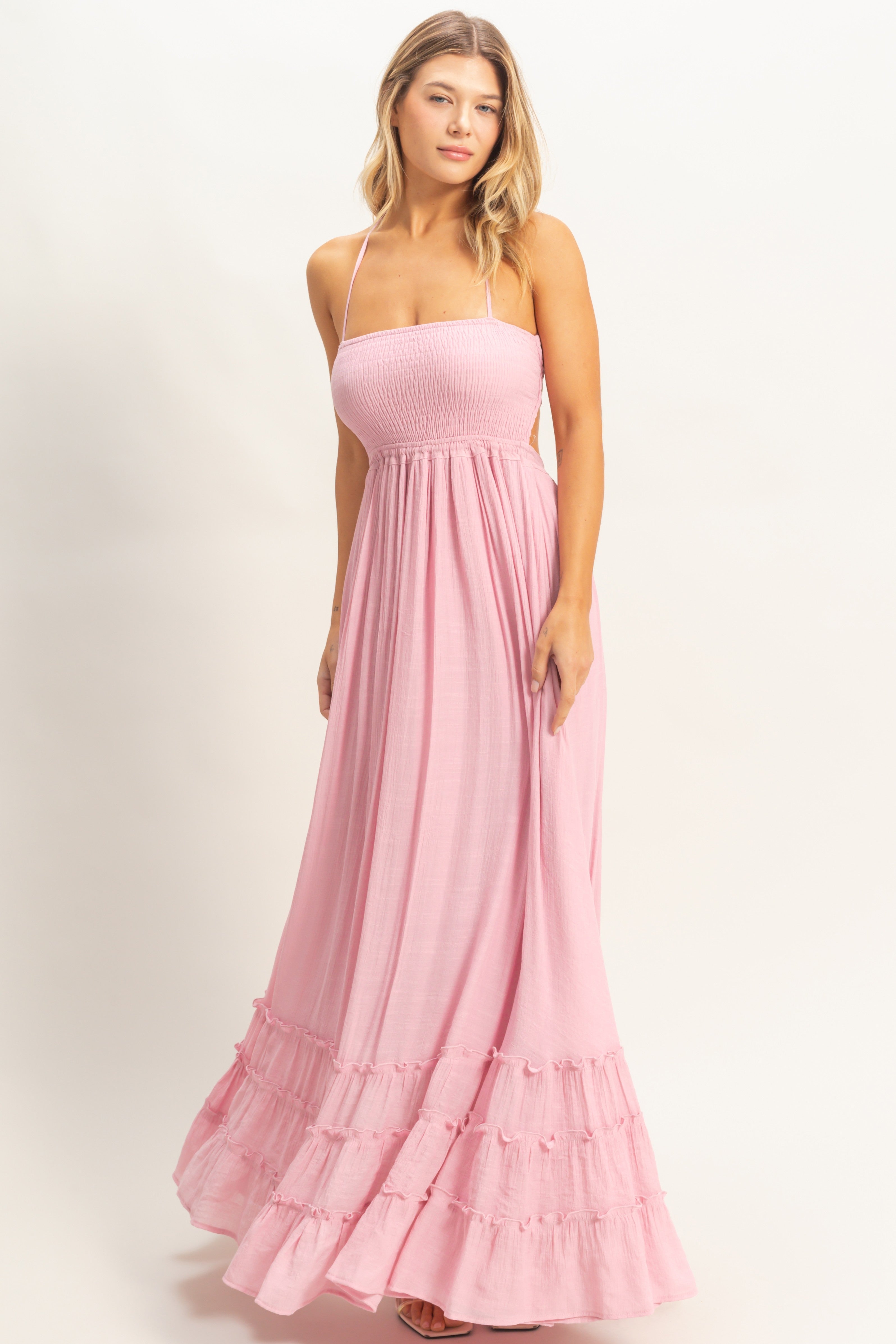 HYFVE Smocked Halter Maxi Dress