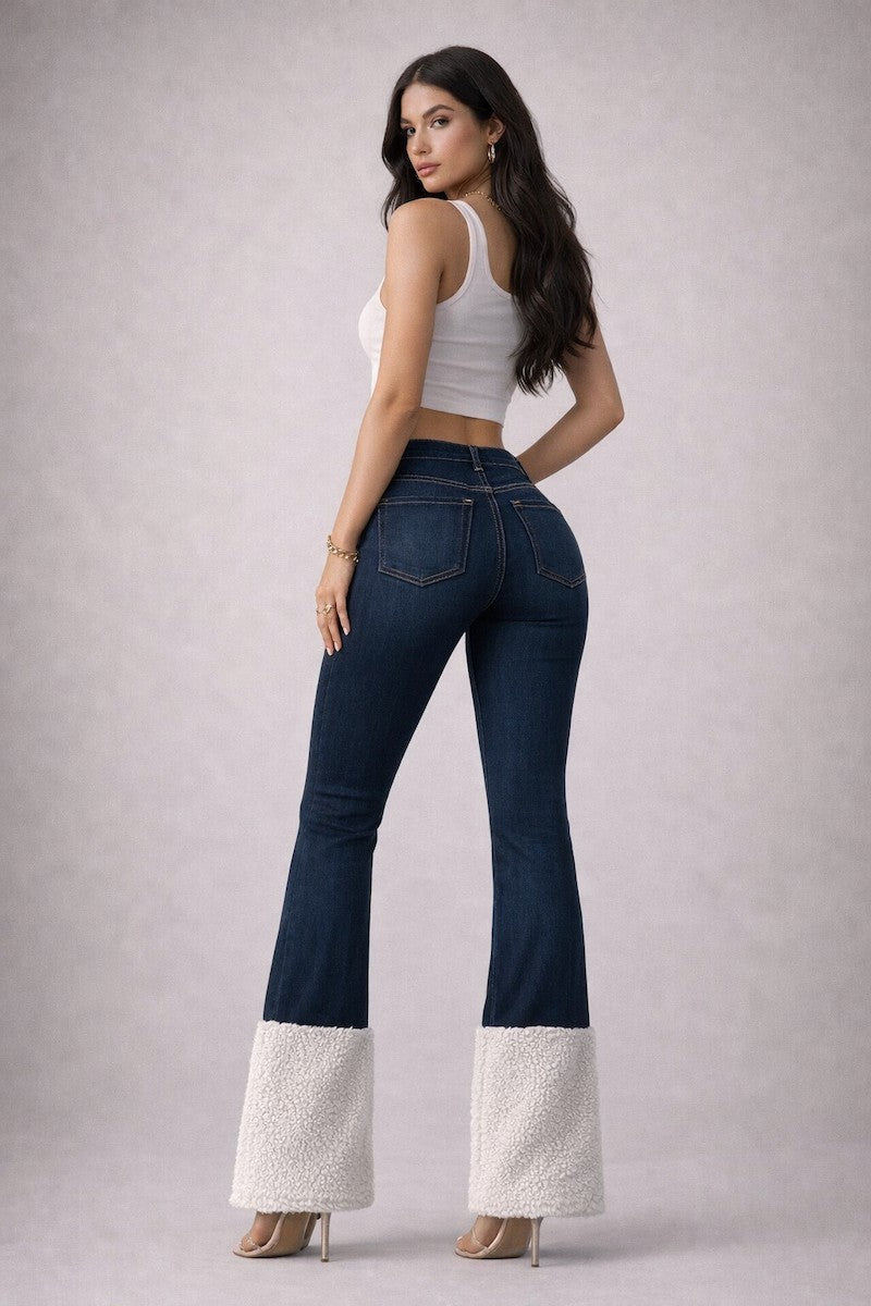 Western Sherpa Boot Cut Jean Dark Wash
