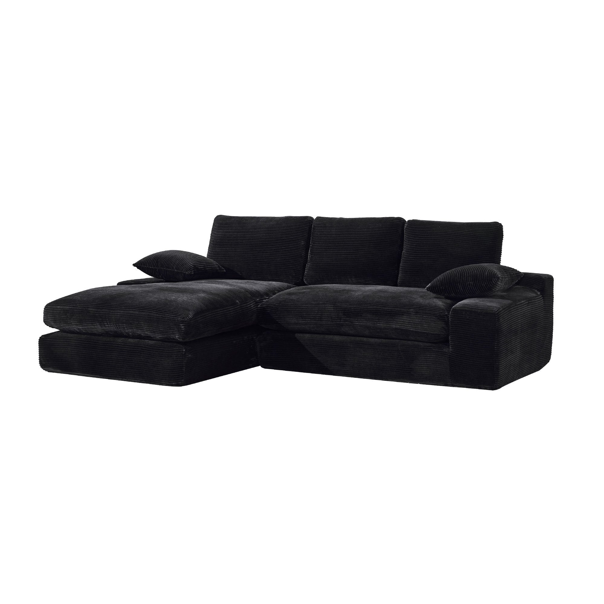 99*69' Modular Sectional Living Room Sofa Set, Modern Minimalist Style Couch, Upholstered Sleeper Sofa for Living Room, Bedroom, 2 PC Free Combination, Installation-free Sofa, L-Shape, Black