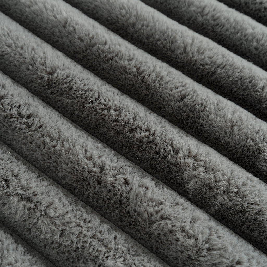 Cloud Sectional Sofa Upholstered Couch with Free-combined Design in Dark Gray Faux Rabbit Fur, 110'