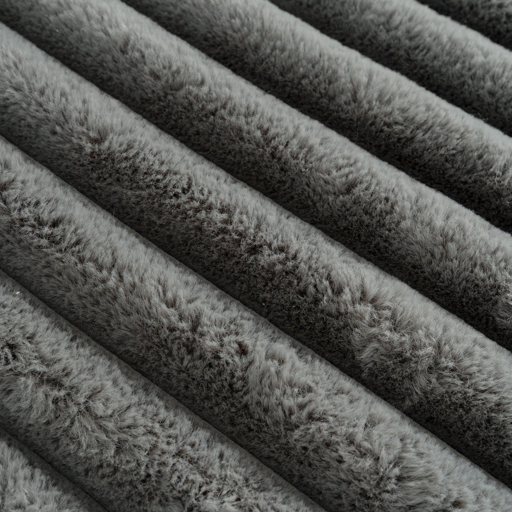 Cloud Sectional Sofa Upholstered Couch with Free-combined Design in Dark Gray Faux Rabbit Fur, 110'