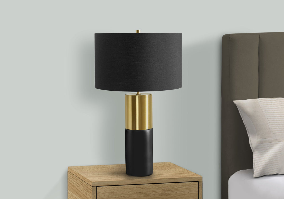 Lighting, 25'h, Table Lamp, Black Concrete, Black Shade, Contemporary