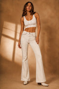 The Westwood Boot Cut Studded-Ecru