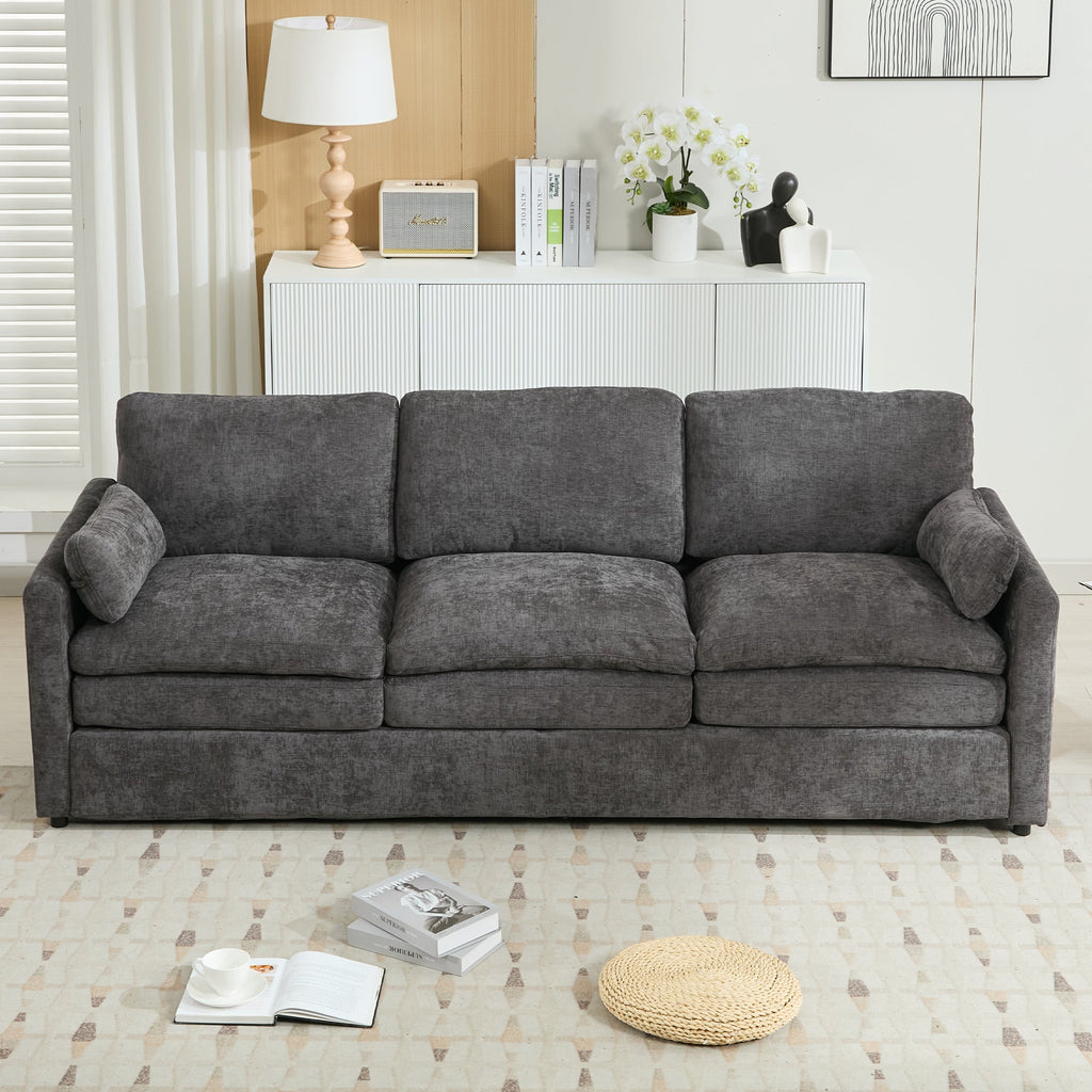 89'  Cozy Upholstered 3-seater Sofa Oversized Comfy Cloud Sofa Double Cushion 3-seater Sofa Plush Cushion Sofa Couch for Living Room, Grey