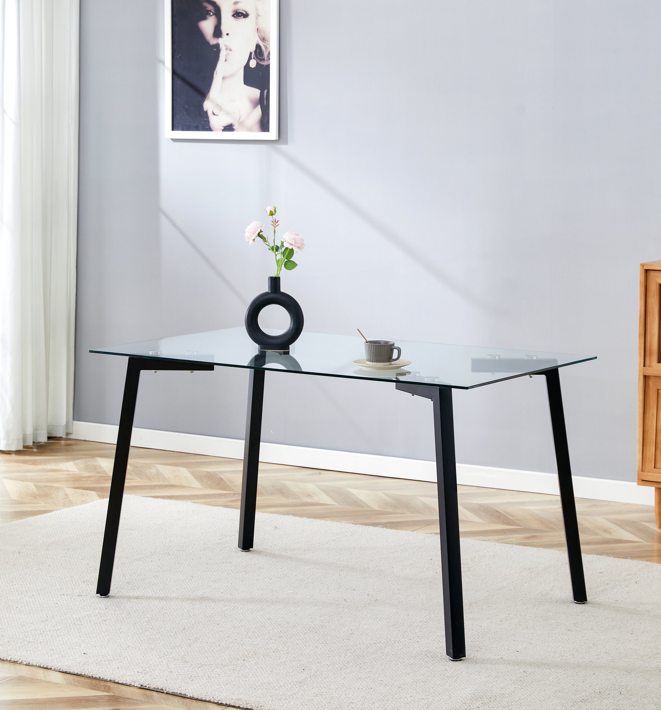 Glass Dining Table  Transparent, 130*80* 8MM