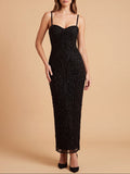 Lara Beaded Midi Dress with Spaghetti Straps | 28831