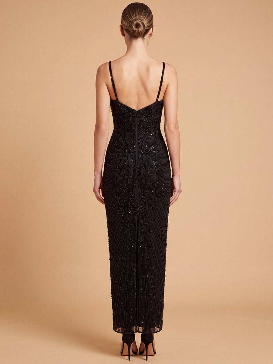 Lara Beaded Midi Dress with Spaghetti Straps | 28831
