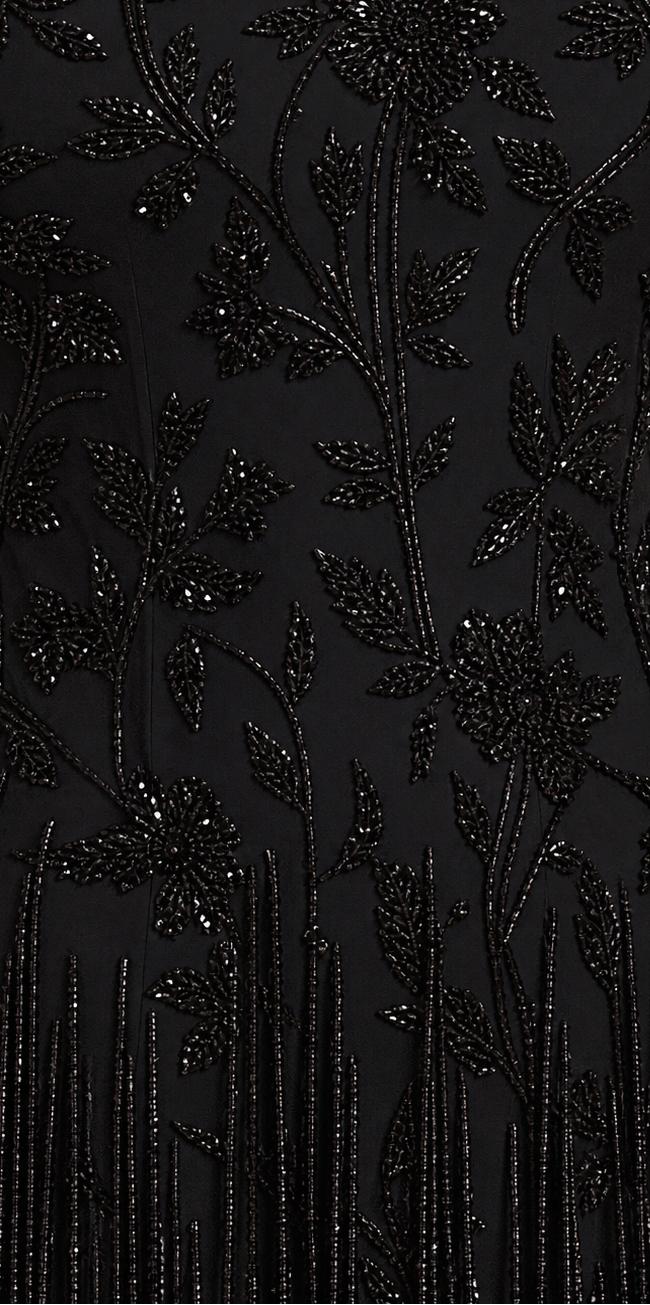 Beaded Mini Dress with Fringe | 28832