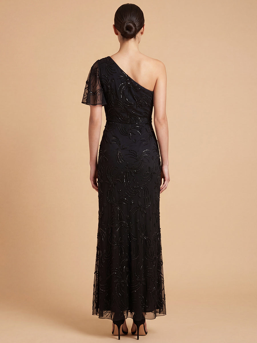 3D Floral Embellished One Shoulder Gown | 28848