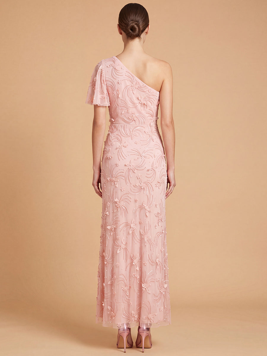 3D Floral Embellished One Shoulder Gown | 28848