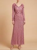 3D Floral Embellished Long Sleeve Gown | 28854