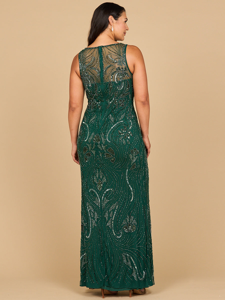 Beaded High Neckline Gown