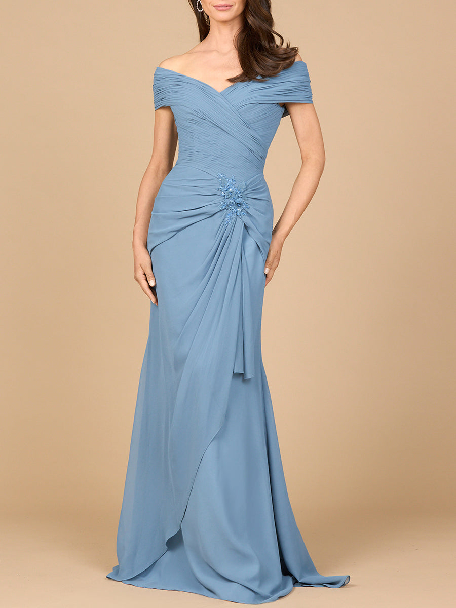Off Shoulder Elegant Chiffon Gown