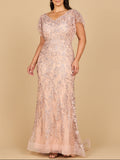 Cap Sleeve Mermaid V-neck Gown