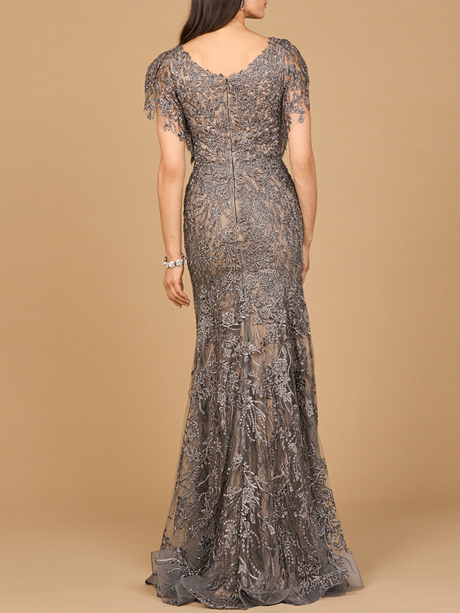 Cap Sleeve Mermaid V-neck Gown