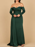 Off Shoulder Satin Dress with Beaded Details | Lara 28936