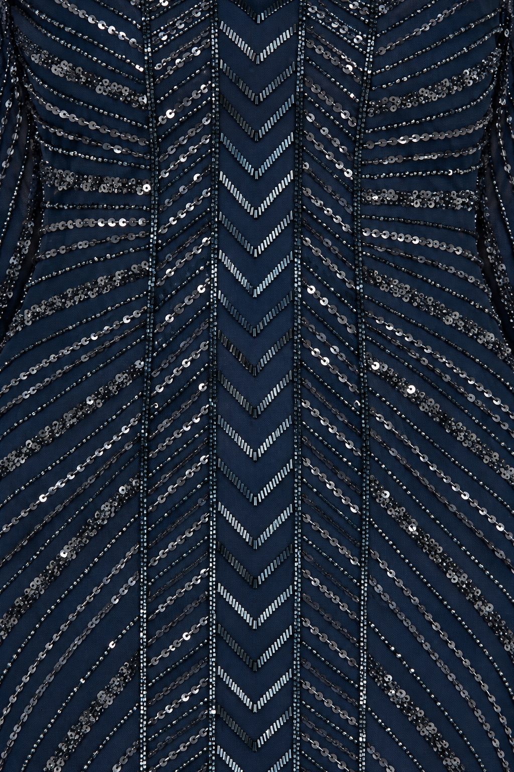 Long Sleeve Linear Focus Beaded Gown