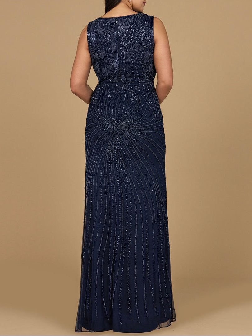 Asymmetrical, Beaded Gown