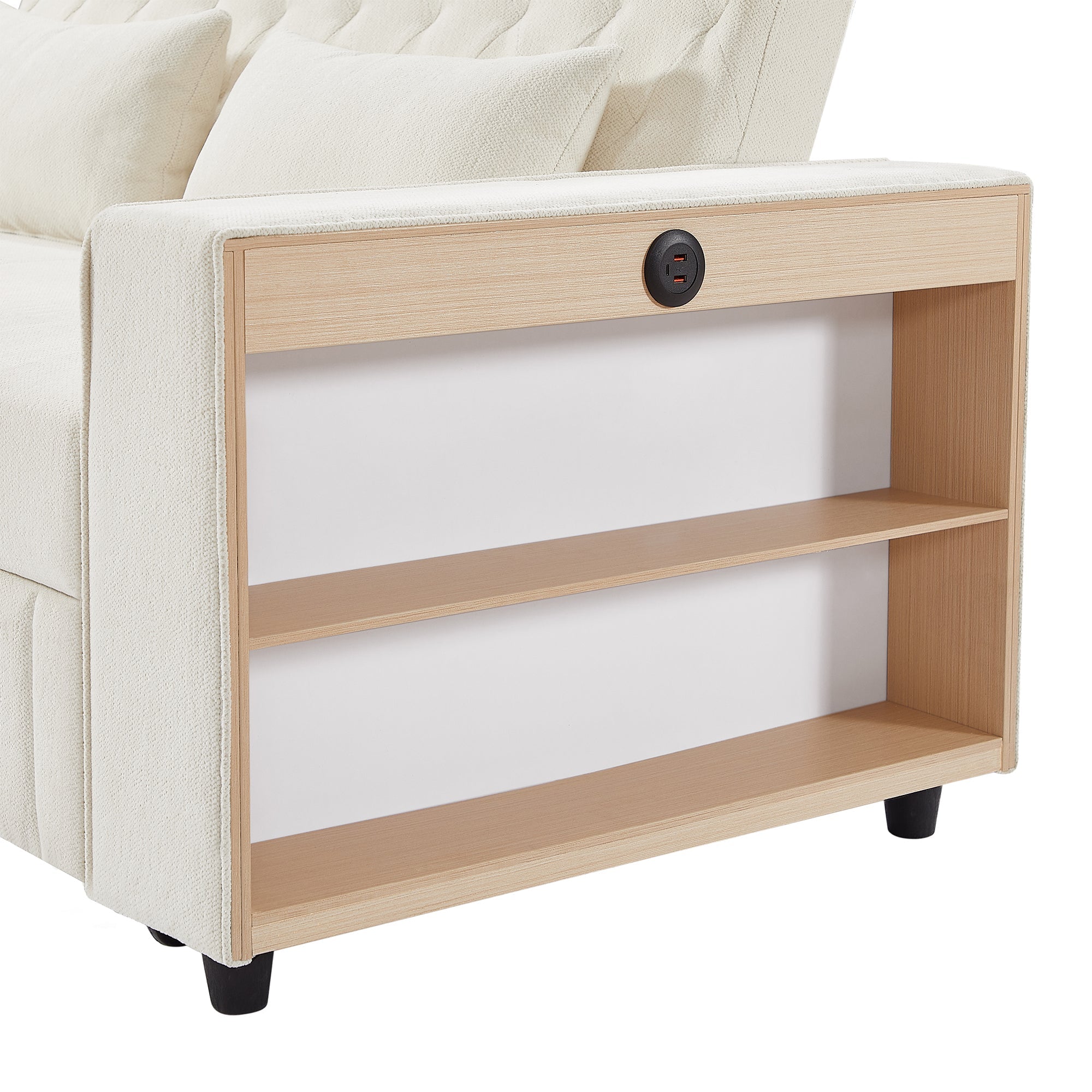 61.4' Pull-out Sofa Bed Convertible Couch Loveseat Sofa Modern Sleeper Sofa with Adjustable Backrest for Living Room, Beige