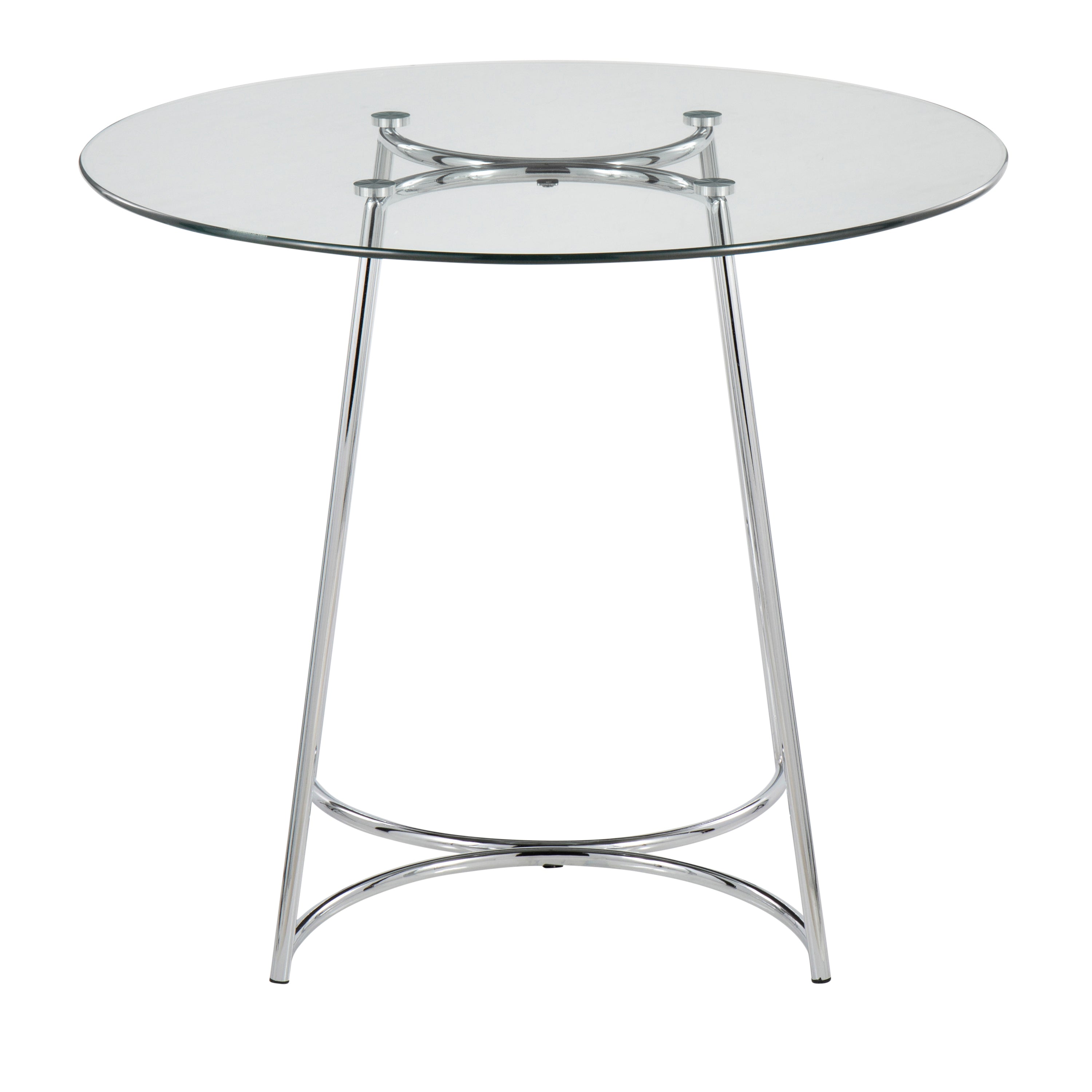 Cece Contemporary Dinette Table in Chrome with Clear Glass Top by LumiSource