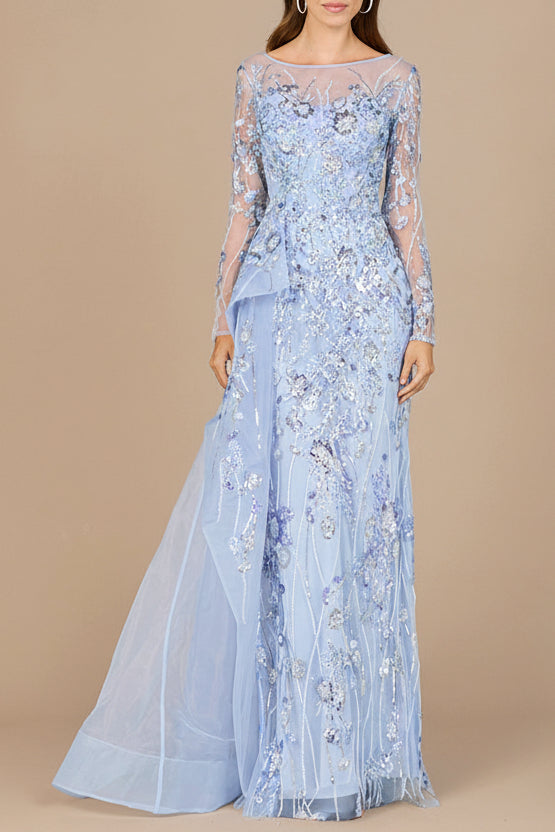 Asymmetrical Overlay Gown with Sleeves